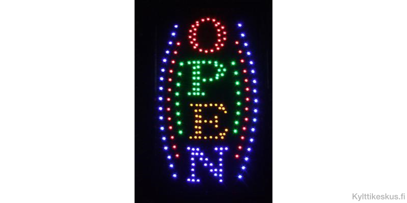 Pystymallinen led-kyltti "OPEN"