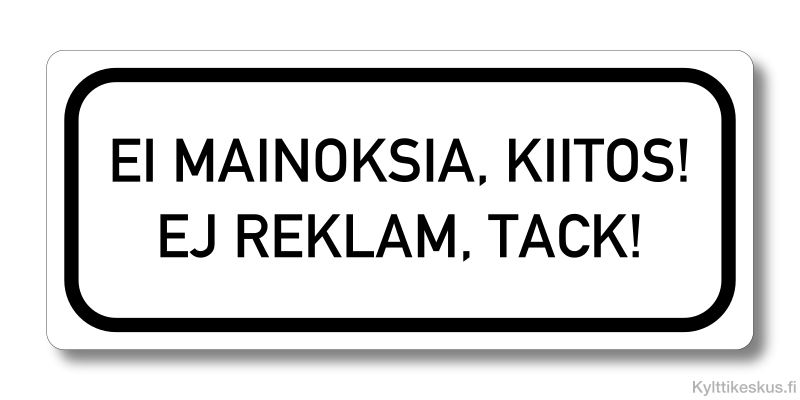 Ei mainoksia -tarra kehyksellä, musta