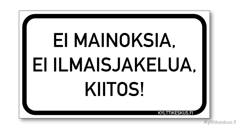 Ei mainoksia -tarra kehyksellä, musta